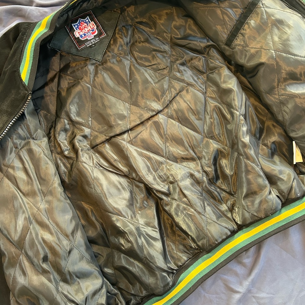 Official NFL / Green Bay Packers / Game Day 100% Leather Varsity Jacket LIKE NEW - Picture 8 of 13